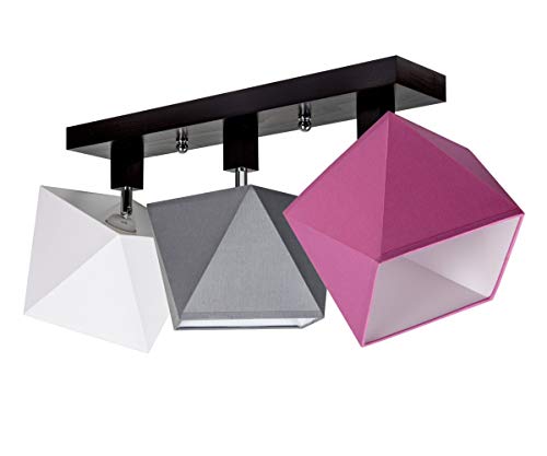 alfalux Deckenlampe Mit 3 Lampenschirmen LED Deckenleuchte Leuchte Lampe Wohnzimmerlampe Schlafzimmerlampe Holz Kinderzimmer Wohnzimmer Schlafzimmer Badezimmer Küche Deckenleuchten DIA31WEGRRODPR von alfalux