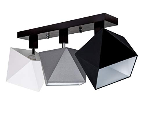 alfalux Deckenlampe Mit 3 Lampenschirmen LED Deckenleuchte Leuchte Lampe Wohnzimmerlampe Schlafzimmerlampe Holz Kinderzimmer Wohnzimmer Schlafzimmer Badezimmer Küche Deckenleuchten DIA31WEGRSCDPR von alfalux