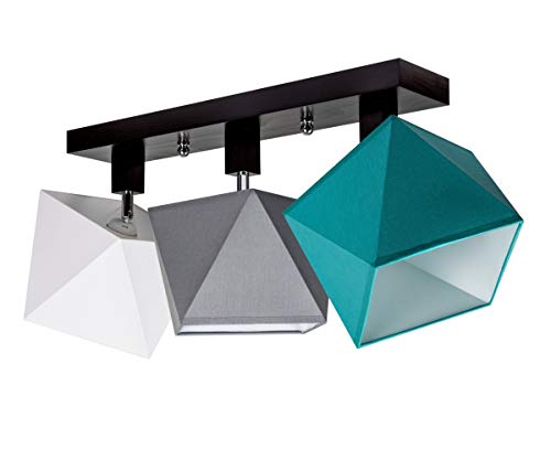 alfalux Deckenlampe Mit 3 Lampenschirmen LED Deckenleuchte Leuchte Lampe Wohnzimmerlampe Schlafzimmerlampe Holz Kinderzimmer Wohnzimmer Schlafzimmer Badezimmer Küche Deckenleuchten DIA31WEGRTUDPR von alfalux