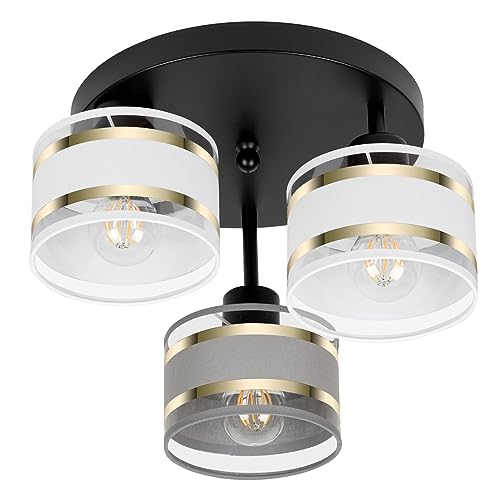 alfalux Deckenlampe Mit 3 Lampenschirmen Moderne LED Deckenleuchte Leuchte Lampe Wohnzimmerlampe Schlafzimmerlampe Kinderzimmer Wohnzimmer Schlafzimmer Badezimmer Küche Deckenleuchten TI-3030SC-WEGRWE von alfalux