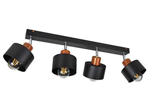 alfalux Deckenlampe Mit 4 Lampenschirmen LED Metall-Deckenleuchte Spot-Leuchte Lampe Deckenstrahler Wohnzimmerlampe Schlafzimmerlampe Wohnzimmer Deckenleuchten Schwenkbar 4PRST6005MO Schwarz/Messing von alfalux