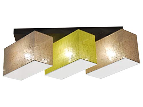alfalux Deckenlampe Mit Blenden 3 Flammig Deckenleuchte LED Geeignet Holz Wohnzimmer Schlafzimmer BLEJLS3167D 2 x GRAU/HELLGRÜN von alfalux