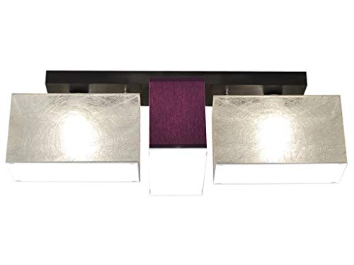 alfalux Deckenlampe Mit Blenden 3 Flammig Deckenleuchte LED Geeignet Holz Wohnzimmer Schlafzimmer BLEJLS3159D 2 x SILBERN PVC/VIOLETT von alfalux