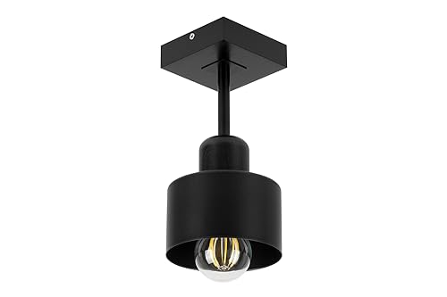 alfalux Deckenlampe Mit 1 Lampenschirmen LED Holz-Metall-Deckenleuchte Leuchte Lampe Wohnzimmerlampe Schlafzimmerlampe Deckenspot Wohnzimmer Schlafzimmer Küche Deckenleuchten SC10x10SC (SCHWARZ) von alfalux