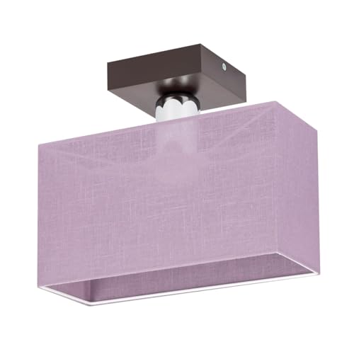 alfalux Lampe Deckenlampe Deckenleuchte 1 Flammig Lampenschirm Stoffschirm Holzsockel Massivholz E27 Geeignet CR10x10BR-LI von alfalux