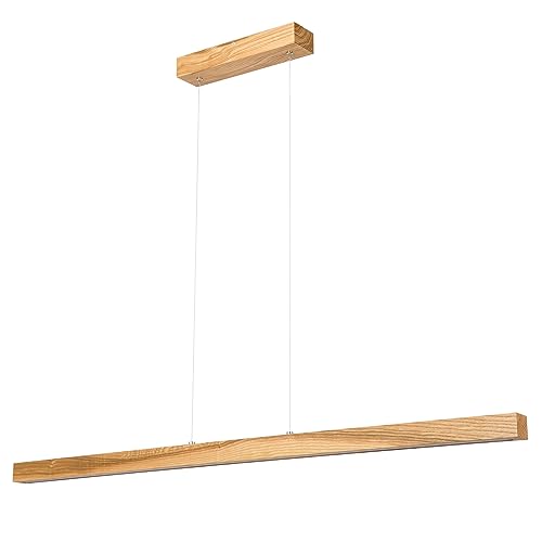 alfalux Lampe LED Hängelampe aus Holz Wohnzimmer Esszimmerlampe Hängeleuchte Pendelleuchte Esstischlampe Küchenlampe DIMLED115KB-3K-RUSTIKAL 115 cm Warmweißes Licht Rustikal Dimmbare von alfalux