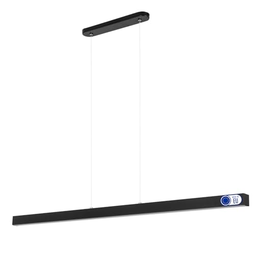 alfalux Lampe LED Hängelampe aus Metall Wohnzimmer Hängeleuchte Pendelleuchte Esstischlampe Hängeleuchten & Pendelleuchten Höhenverstellbar Neutralweißes Licht 116 cm WI116LED-4K-SCHWARZ von alfalux
