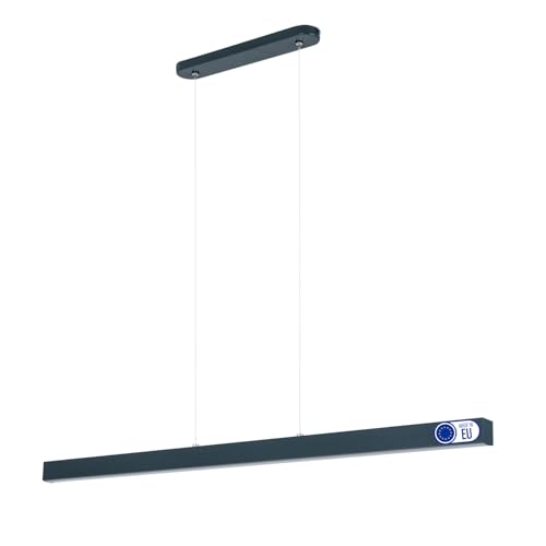 alfalux Lampe LED Hängelampe aus Metall Wohnzimmer Hängeleuchte Pendelleuchte Esstischlampe Küchenlampe Hängeleuchten & Pendelleuchten Höhenverstellbar Warmweißes Licht 96 cm WI96LED-3K-ANTHRAZIT von alfalux