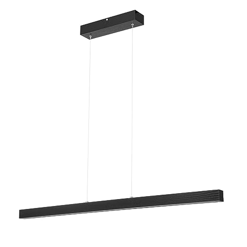 alfalux Lampe LED Hängelampe aus Holz Wohnzimmer Esszimmerlampe Hängeleuchte Pendelleuchte Esstischlampe Küchenlampe Höhenverstellbar 100 cm Dimmbar DIMLED100KB-3K-SCHWARZ von alfalux
