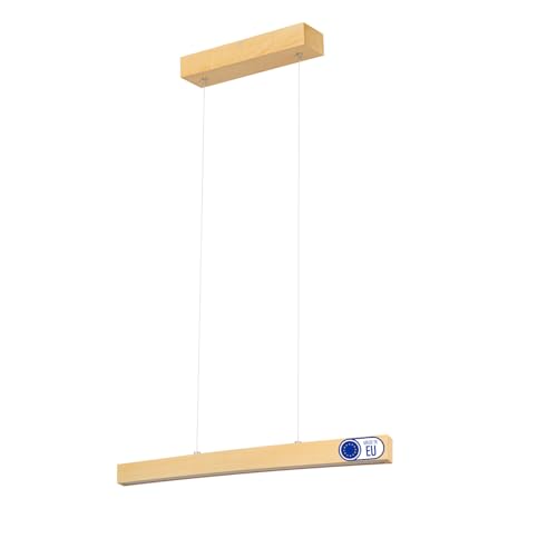 alfalux Lampe LED Hängelampe aus Holz Wohnzimmer Esszimmerlampe Hängeleuchte Pendelleuchte Esstischlampe Küchenlampe Höhenverstellbar 60 cm Dimmbar DIMLED60KB-3K-ESCHE von alfalux
