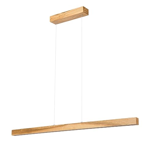 alfalux Lampe LED Hängelampe aus Holz Wohnzimmer Esszimmerlampe Hängeleuchte Pendelleuchte Esstischlampe Küchenlampe Höhenverstellbar 100 cm LED100KB-3K-RUSTIKAL von alfalux