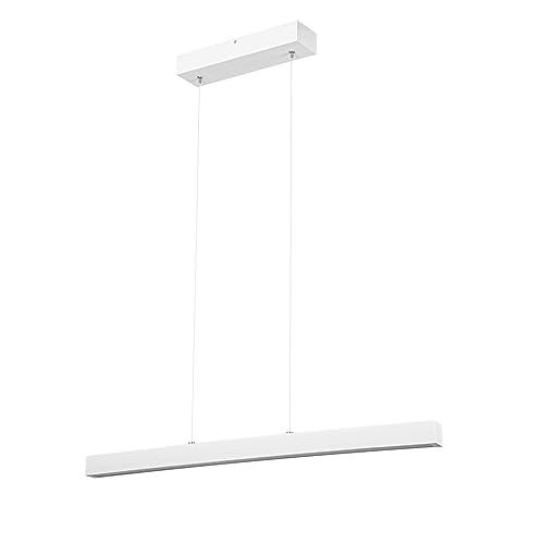 alfalux Lampe LED Hängelampe aus Holz Wohnzimmer Esszimmerlampe Hängeleuchte Pendelleuchte Esstischlampe Küchenlampe Höhenverstellbar 80 cm LED80KB-3K-WEIß von alfalux