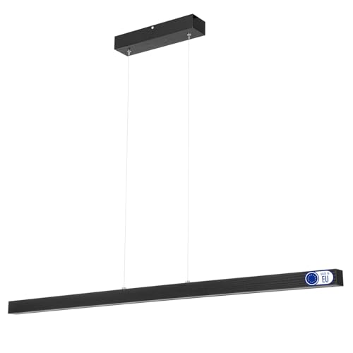 alfalux Lampe LED Hängelampe aus Holz Wohnzimmer Esszimmerlampe Hängeleuchte Pendelleuchte Esstischlampe Küchenlampe Höhenverstellbar LED115KB-4K-SCHWARZ 115 cm Neutralweißes Licht Schwarz von alfalux