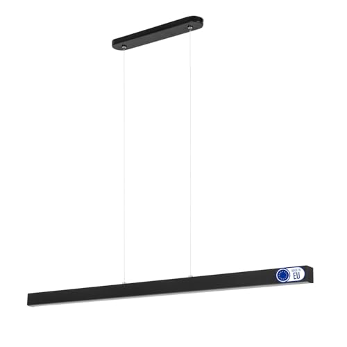 alfalux Lampe LED Hängelampe aus Metall Wohnzimmer Hängeleuchte Pendelleuchte Esstischlampe Küchenlampe Hängeleuchten & Pendelleuchten Höhenverstellbar Neutralweißes Licht 96 cm WI96LED-4K-SCHWARZ von alfalux
