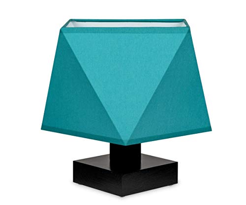 alfalux Tischlampe DIALN2TUD aus Holz Retro Nachttischlampe für Schlafzimmer Babyzimmer Wohnzimmer Kaffeetisch (Türkis) von alfalux
