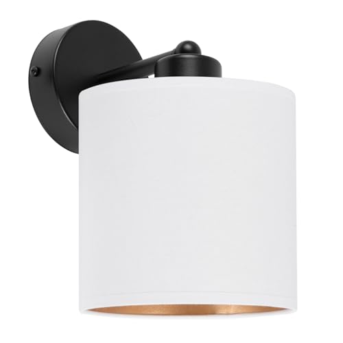 alfalux Wandlampe 1 Flammig Wandleuchte E27 LED Geeignet Wohnzimmer Schlafzimmer Küche WAND-CL-1010SC-WE Schwarz - Weiß von alfalux
