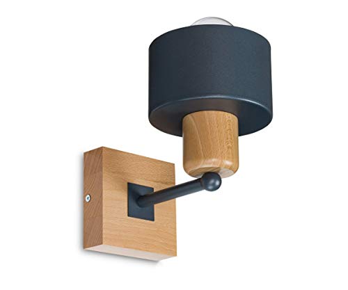 alfalux Wandleuchte Innen Wandlampe LED Lampe Aus Holz Für Wohnzimmer Schlafzimmer Kinderzimmer Treppenhaus Wandlampen Wandleuchten WAND-AN10x10BU Anthrazit von alfalux