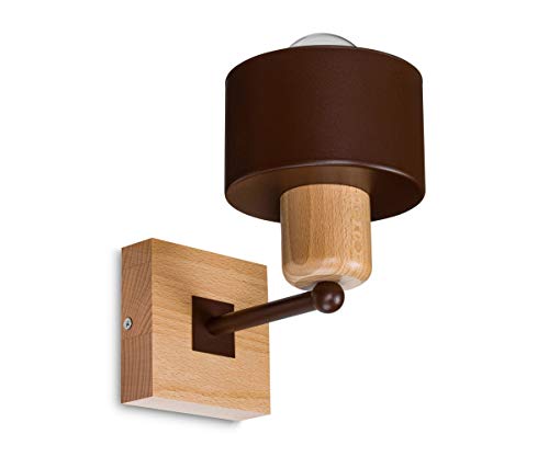 alfalux Wandleuchte Innen Wandlampe LED Lampe Aus Holz Für Wohnzimmer Schlafzimmer Kinderzimmer Treppenhaus Wandlampen Wandleuchten WAND-BR10x10BU Braun von alfalux