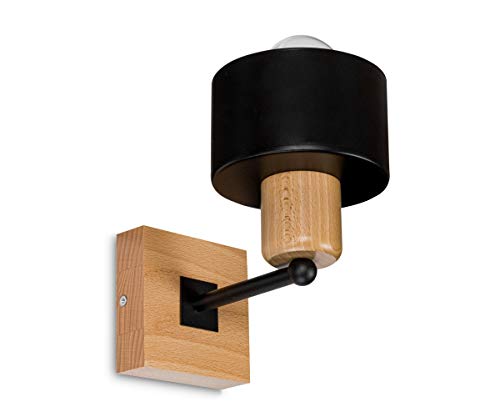 alfalux Wandleuchte Innen Wandlampe LED Lampe Aus Holz Für Wohnzimmer Schlafzimmer Kinderzimmer Treppenhaus Wandlampen Wandleuchten WAND-SC10x10BU Schwarz von alfalux