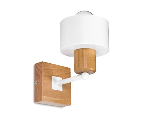 alfalux Wandleuchte Innen Wandlampe LED Lampe Aus Holz Für Wohnzimmer Schlafzimmer Kinderzimmer Treppenhaus Wandlampen Wandleuchten WAND-WE10x10BU Weiß von alfalux