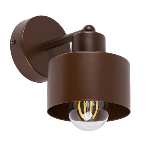 alfalux Wandleuchte Innen Wandlampe LED Lampe Aus Metall Für Wohnzimmer Schlafzimmer Kinderzimmer Treppenhaus Wandlampen Wandleuchten WAND-OST1010BR Braun von alfalux