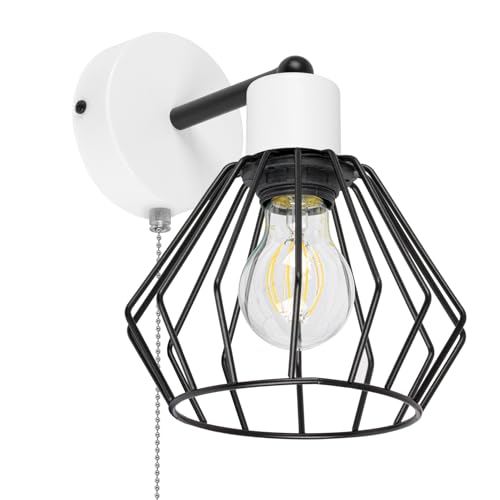 alfalux Wandleuchte Innen Wandlampe Mit Schnur-Zugschalter LED Lampe Aus Metall Für Wohnzimmer Schlafzimmer Kinderzimmer Treppenhaus Wandlampen Wandleuchten SHWAND-BR-OST1010WE von alfalux