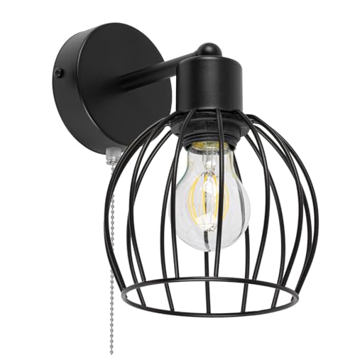 alfalux Wandleuchte Innen Wandlampe Mit Schnur-Zugschalter LED Lampe Aus Metall Für Wohnzimmer Schlafzimmer Kinderzimmer Treppenhaus Wandlampen Wandleuchten SHWAND-KU-OST1010SC von alfalux