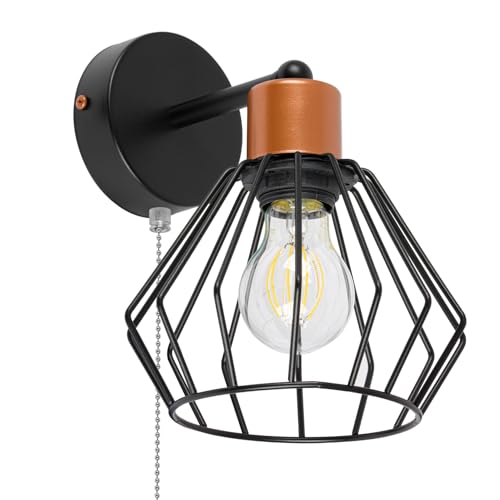 alfalux Wandleuchte Innen Wandlampe Mit Schnur-Zugschalter LED Lampe Aus Metall Für Wohnzimmer Schlafzimmer Kinderzimmer Wandlampen Wandleuchten SHWAND-BR-OST1010MO von alfalux