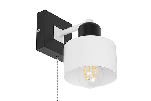 alfalux Wandleuchte Innen Wandlampe SHWAND-WE10x10SC LED Lampe Aus Holz Für Wohnzimmer Schlafzimmer Kinderzimmer Treppenhaus Wandlampen (Weiß mit Zugschalter) von alfalux
