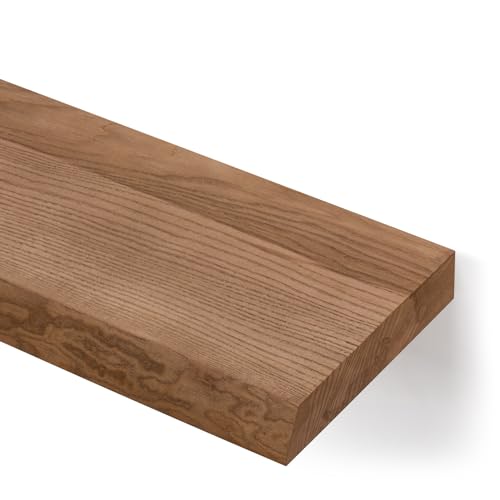 alfalux Wandregal Aus Holz Hängeregal Schweberegal Industrie Loft Design Eschenholz Robust Regalbrett B40x20-Nussbaum Nussbaum von alfalux