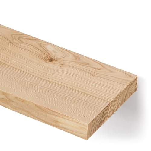 alfalux Wandregal Aus Holz Hängeregal Schweberegal Industrie Loft Design Eschenholz Robust Regalbrett B40x20-Rustikal Rustikal von alfalux