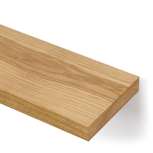 alfalux Wandregal Aus Holz Hängeregal Schweberegal Industrie Loft Design Eschenholz Robust Regalbrett G120x20-Eiche Eiche von alfalux