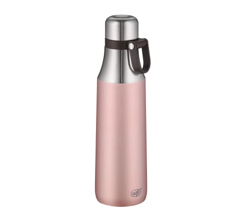 alfi Thermosflasche City Bottle Loop rosa 500ml, Edelstahl Trinkflasche auslaufsicher auch bei Kohlensäure, 5537.284.050 Isolierflasche 8 Stunden heiß, 16 Stunden kalt, Wasserflasche BPA-Frei von alfi