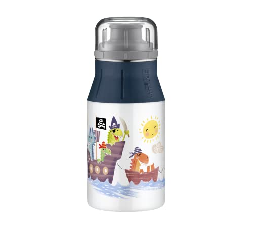 alfi KIDS BOTTLE 400ml, sea adventures, Kindertrinkflasche aus Edelstahl, absolut dicht mit Drehverschluss, leicht und robuste Flasche, für Kohlensäure, ohne Fingerabdrücke, BPA-frei von alfi