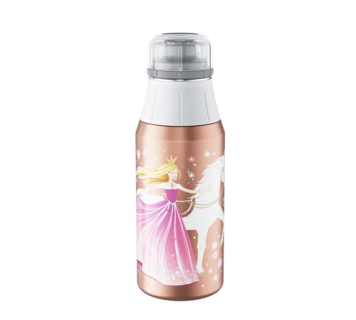 alfi Edelstahl-Trinkflasche elementBottle 600ml Prinzessin rosa, Edelstahlflasche auslaufsicher bei Kohlensäure, 5357.207.060 Trinkflasche für Schule, Sport, Freizeit, für Wasser, Saftschorle, Tee von alfi