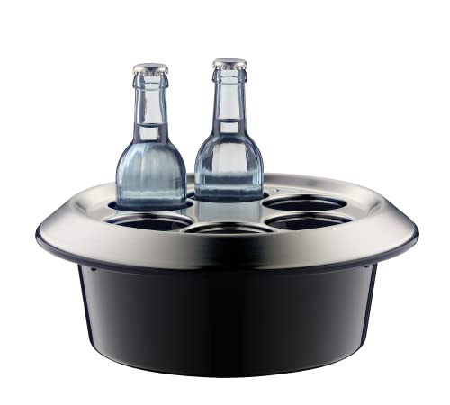 alfi KONFERENZBOY, caviar black, Konferenzkühler aus Kunststoff mit Edelstahlabdeckung, Tischkühler für 6 Flaschen bis 0,33l, Aktivkkühlung mit Kühlakku, Bewirtung für Meeting, Konferenz, BPA-frei von alfi