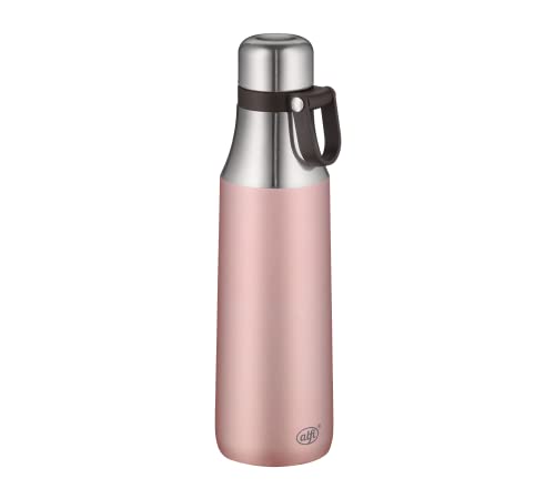 alfi CITY BOTTLE LOOP 500ml, rose, Edelstahl-Trinkflasche mit Trageschlaufe, robuste Thermoflasche auslaufsicher, hält 16 Stunden kalt, absolut dicht, Flasche für Kohlensäure, spülmaschinenfest von alfi