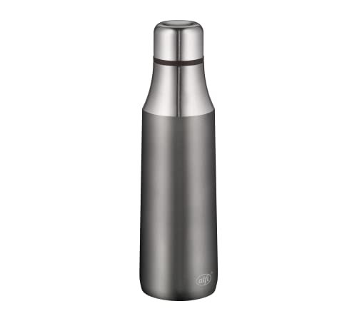 alfi Edelstahl Trinkflasche City Bottle grau 500ml, Edelstahl Thermosflasche dicht bei Kohlensäure, 5527.234.050 Isolierflasche 8 Stunden heiß, 16 Stunden kalt, Wasserflasche BPA-Frei von alfi