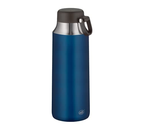 alfi Teeflasche City Bottle blau 900ml, Edelstahl Trinkflasche auslaufsicher auch bei Kohlensäure, 5547.259.090 Isolierflasche 12 Stunden heiß, 24 Stunden kalt, Thermosflasche BPA-Frei von alfi