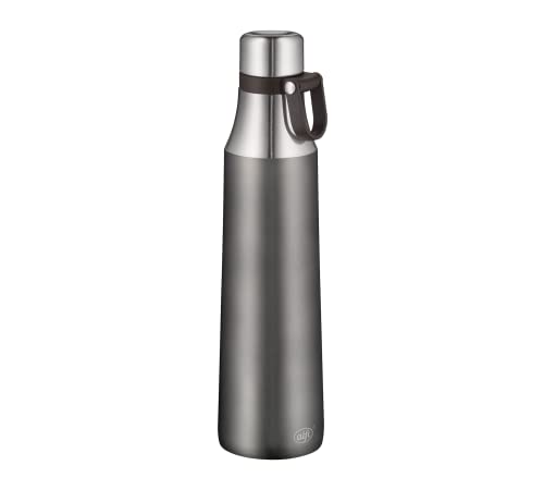 alfi Edelstahl Trinkflasche City Bottle Loop grau 700ml, Edelstahl Thermosflasche dicht bei Kohlensäure, 5537.234.070 Isolierflasche 12 Stunden heiß, 24 Stunden kalt, Wasserflasche BPA-Frei von alfi