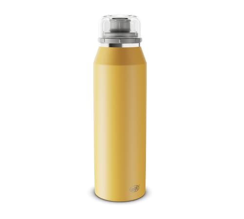 alfi ENDLESS ISO BOTTLE 500ml, spicy mustard, Isoliertrinkflasche aus Edelstahl, absolut dicht mit Drehverschluss, hält 12 Stunden heiß, 24 Stunden kalt, für Kohlensäure, ohne Fingerabdrücke, BPA-frei von alfi