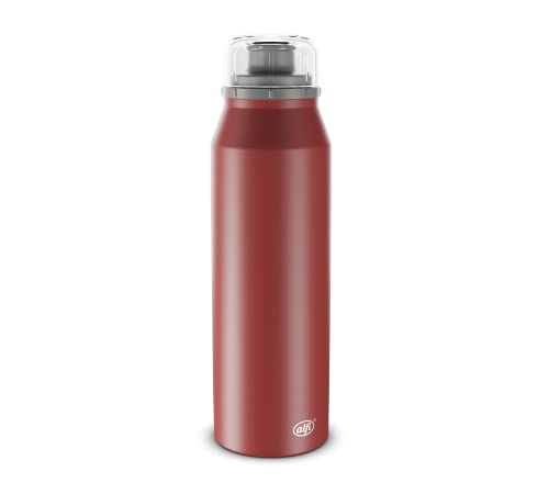 alfi ENDLESS ISO BOTTLE 500ml, med. red, Isoliertrinkflasche aus Edelstahl, absolut dicht mit Drehverschluss, hält 12 Stunden heiß, 24 Stunden kalt, für Kohlensäure, ohne Fingerabdrücke, BPA-frei von alfi
