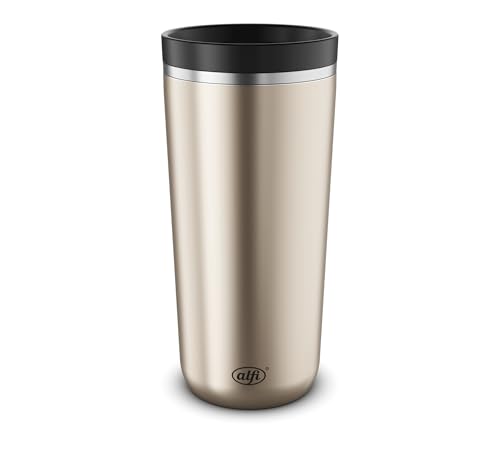 alfi ISO COFFEE MUG PRO, gold champagner, Isolier-Trinkbecher 0,38 l, Coffee to Go Becher, Thermobecher Edelstahl, spülmaschinenfest, BPA-frei, hält 6h heiß & 12h kalt, Becher für unterwegs von alfi