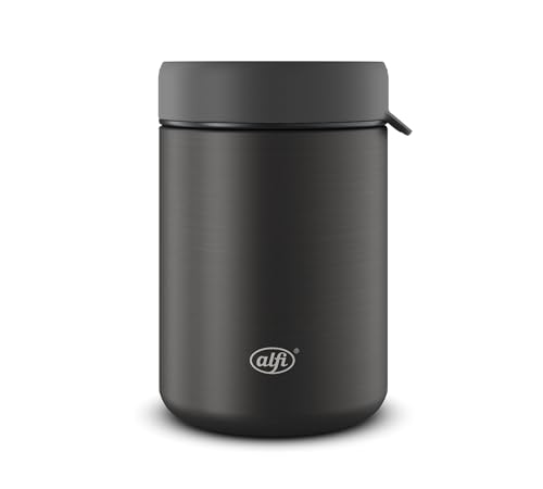 alfi ISO FOOD MUG 350ml, Schwarz, Edelstahl Thermobehälter für Essen, Isolierbehälter für Suppen, Salat, Müsli to go, hält 5 Stunden warm, 10 Stunden kalt, spülmaschinenfest, BPA-frei von alfi