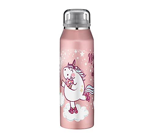 alfi KIDS ISO BOTTLE 500ml, unicorn, Isoliertrinkflasche Kinder Edelstahl, absolut dicht mit Drehverschluss, hält 12 Std. heiß, 24 Std. kalt, für Kohlensäure, ohne Fingerabdrücke, BPA-frei von alfi