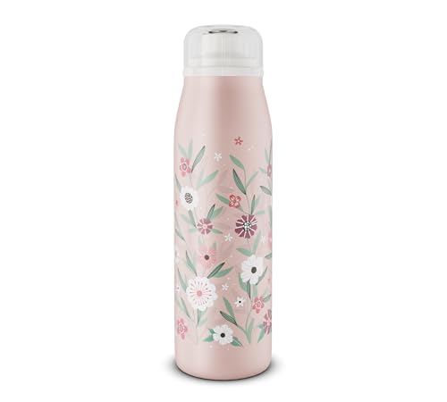alfi KIDS ISO BOTTLE 500ml, rosa pastell, Isoliertrinkflasche Kinder Edelstahl, absolut dicht mit Drehverschluss, hält 12 Stunden heiß, 24 Stunden kalt, Trinkflasche für Kohlensäure, BPA-frei von alfi