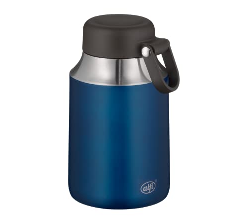 alfi Thermobehälter für Essen groß Lunchpot City, Thermosgefäß Edelstahl blau 470ml, Isolier-Speisegefäß für Essen, Suppen, Müsli, 5557.259.055, dicht, 9 Stunden heiß, 14 Stunden kalt, BPA Frei von alfi