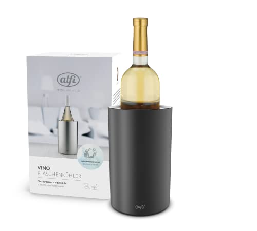 alfi VINO, velvet black mat, Flaschenkühler aus Edelstahl für 0,70 bis 1l Flaschen, Weinkühler, Sektkühler, Kühlhalten ohne Kondenswasser und Eiswürfel, spülmaschinenfest, BPA-frei von alfi