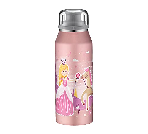 alfi KIDS ISO BOTTLE 350ml, fairytale princess, Isoliertrinkflasche Kinder Edelstahl, absolut dicht mit Drehverschluss, hält 12 Std. heiß, 24 Std. kalt, für Kohlensäure, ohne Fingerabdrücke, BPA-frei von alfi