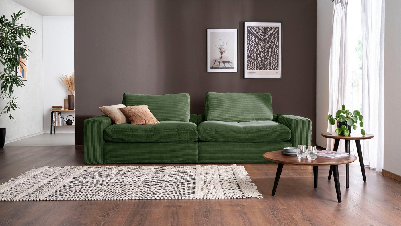 alina Big-Sofa Sandy, 296 cm breit und 98 cm tief, in modernem Cordstoff von alina